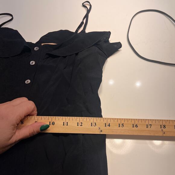 Kachel x Anthropologie Black Ruffled Cropped Wide Leg Jumpsuit Size 6 - Picture 12 of 13